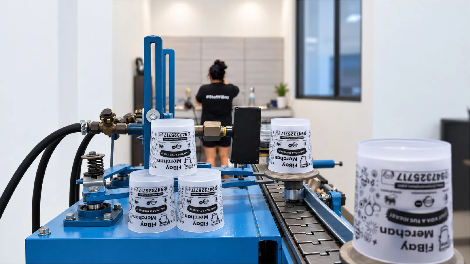 Vasos impresos en nuestra línea de producción